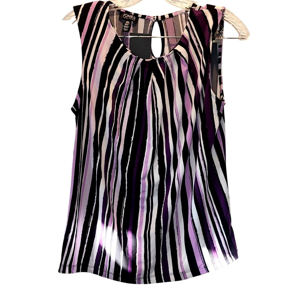 Jones New York Purple Black White Sleeveless Blouse Size Small